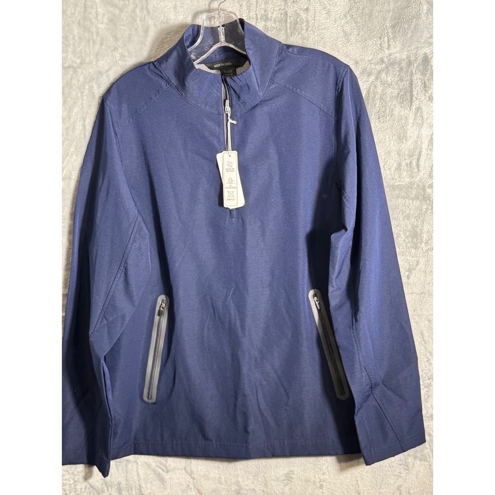 North End Men's Classic Navy Blue Quarter Zip Pullover Jacket Size S/P NEW light